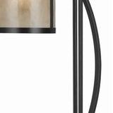 Benzara 60 Watt Table Lamp with Metal Body and Mica Drum Shade, Black BM223695 Black Metal and Mica BM223695