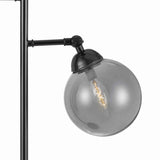 Benzara Industrial Metal Body Table Lamp with Two Glass Ball Shades, Black BM223696 Black Metal and Glass BM223696