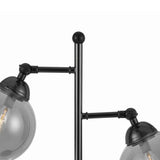 Benzara Industrial Metal Body Table Lamp with Two Glass Ball Shades, Black BM223696 Black Metal and Glass BM223696