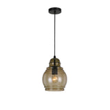 Benzara Round Glass Shade Pendant Lighting with Canopy and Hardwired Switch, Gray BM224634 Gray Metal, Glass BM224634