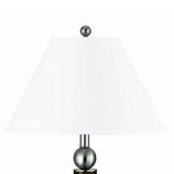 Benzara Fabric Shade Table Lamp with Metal Base and Ball Accent, White and Brown BM224652 White and Brown Metal and Fabric BM224652