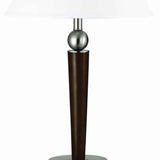 Benzara Fabric Shade Table Lamp with Metal Base and Ball Accent, White and Brown BM224652 White and Brown Metal and Fabric BM224652