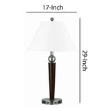 Benzara Fabric Shade Table Lamp with Metal Base and Ball Accent, White and Brown BM224652 White and Brown Metal and Fabric BM224652