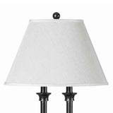 Benzara 60 X 2 Watt Metal Desk Lamp with Fabric Shade and USB Docks, White and Black BM224653 White and Black Metal and Fabric BM224653