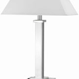 Benzara 60 X 2 Watt Metal Night Stand Lamp with Tapered Shade, White and Silver BM224654 White and Silver Metal and Fabric BM224654