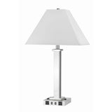 60 X 2 Watt Metal Night Stand Lamp with Tapered Shade, White and Silver