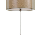 Benzara 60 X 2 Watt Drum Shade Pendant Fixture with 3 Cord Hangers, Beige and Clear BM224670 Beige and Clear Fabric BM224670