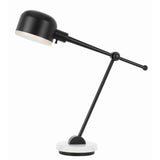 Benzara 60 Watt Metal Frame Desk Lamp with Adjustable Head, Black and White BM224679 Black and White Metal and Marble BM224679