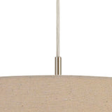 Benzara 60W x 3 Drum Shade Pendant Fixture, Beige and Silver BM224706 Beige, silver Metal, Fabric BM224706