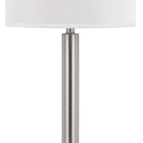 Benzara 60 X 2 Watt Metal Frame Night Stand Lamp with Fabric Shade, White and Silver BM224711 Silver and White Metal and Fabric BM224711