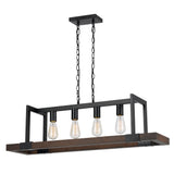 Benzara 60 X 4 Watt Wood and Metal Chandelier with 6 Foot Chain, Brown and Black BM224714 Brown and Black Solid Wood and Metal BM224714