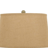 Benzara Glass Body Table Lamp with Tapered Burlap Shade, Gray and Beige BM224719 Gray and Beige Glass and Fabric BM224719