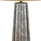 Benzara Glass Body Table Lamp with Tapered Burlap Shade, Gray and Beige BM224719 Gray and Beige Glass and Fabric BM224719