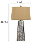 Benzara Glass Body Table Lamp with Tapered Burlap Shade, Gray and Beige BM224719 Gray and Beige Glass and Fabric BM224719