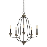 Benzara Sculpted Metal Frame Chandelier with Candelabra Base Sockets, Black BM224726 Black Metal BM224726