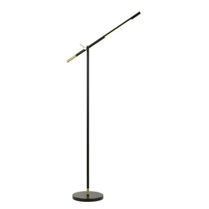 Benzara 10 Watt Adjustable Metal Frame Floor Lamp, Black and Brass BM224730 Black and Brass Metal BM224730