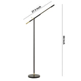 Benzara 10 Watt Adjustable Metal Frame Floor Lamp, Black and Brass BM224730 Black and Brass Metal BM224730