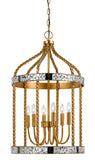 Benzara 40 X 6 Watt Twisted Metal Frame Pendant with Mirror Accent, Gold BM224731 Gold Metal and Mirror BM224731