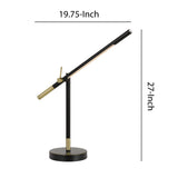 Benzara 10W Integrated LED Dimmer Desk lamp with Adjustable Height, Black BM224736 Black Metal BM224736