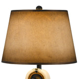 Benzara 150 W Jukebox Design Resin Table Lamp with Empire Shade, Brown BM224764 Brown Resin, Fabric BM224764