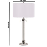 Benzara 60 X 2 Watt Metal and Acrylic Table Lamp with Fabric Shade, White and Silver BM224779 White and Silver Metal, Acrylic and Fabric BM224779