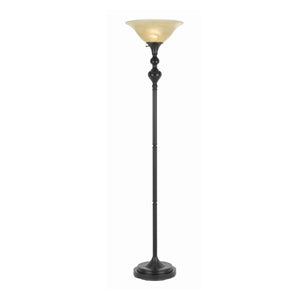 Benzara 3 Way Glass Shade Torchiere Floor Lamp with Metal Pedestal Base, Black BM224782 Black Metal and Glass BM224782