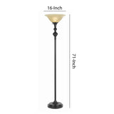 Benzara 3 Way Glass Shade Torchiere Floor Lamp with Metal Pedestal Base, Black BM224782 Black Metal and Glass BM224782