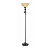 Benzara 3 Way Glass Shade Torchiere Floor Lamp with Metal Pedestal Base, Black BM224782 Black Metal and Glass BM224782