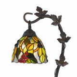 Benzara Hand Painted Table Lamp with Intricate Leaf Design Arched Base, Multicolor BM224783 Multicolor Metal and Glass BM224783