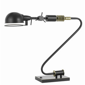 Benzara Adjustable Head Metal Desk Lamp with Curved Design Tubular Stand, Black BM224798 Black Metal BM224798