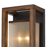 Benzara 40 X 2 Watt Wooden Wall Sconce with Organza Shade, Walnut Brown BM224800 Brown Solid Wood and Fabric BM224800