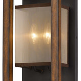 Benzara 40 X 2 Watt Wooden Wall Sconce with Organza Shade, Walnut Brown BM224800 Brown Solid Wood and Fabric BM224800