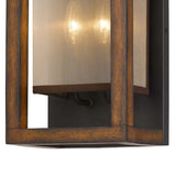 Benzara 40 X 2 Watt Wooden Wall Sconce with Organza Shade, Walnut Brown BM224800 Brown Solid Wood and Fabric BM224800