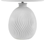 Benzara 150 Watt Ceramic Frame Table Lamp with Drum Shade, White BM224810 White Ceramic and Fabric BM224810