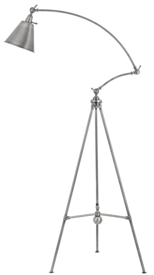 Benzara 60 Watt Adjustable Metal Frame Tripod Floor Lamp, Antique Silver BM224811 Silver Metal BM224811