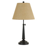 Tapered Fabric Adjustable Table Lamp with Pedestal Base, Beige and Black