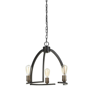 Benzara 3 Coinciding Metal Chandelier with 6 Feet Chain, Black BM224820 Black Metal BM224820