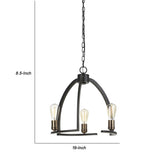 Benzara 3 Coinciding Metal Chandelier with 6 Feet Chain, Black BM224820 Black Metal BM224820