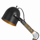 Benzara Swivel and Adjustable Metal Desk Lamp with Wooden Base, Black BM224821 Black Metal and Solid Wood BM224821