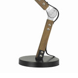 Benzara Swivel and Adjustable Metal Desk Lamp with Wooden Base, Black BM224821 Black Metal and Solid Wood BM224821