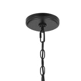 Benzara Cylindrical Drum Pendant Chandelier with Lattice Design, Black and Brass BM224827 Black and Brass Metal BM224827