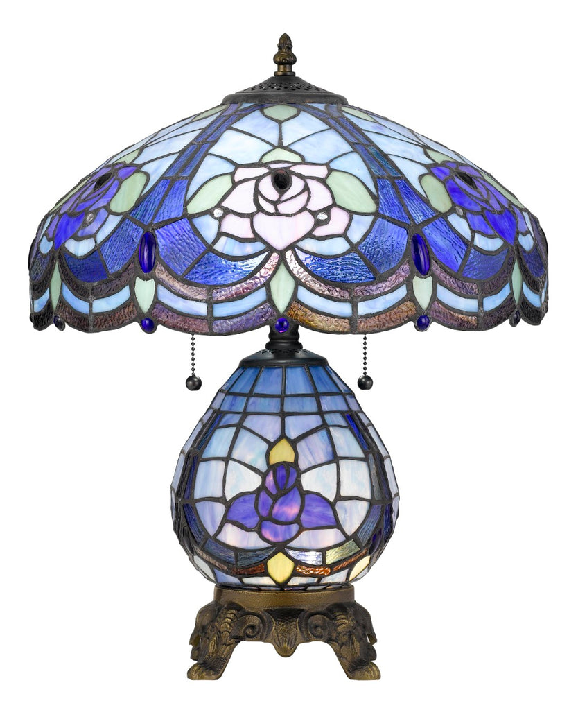 Benzara 60 X 2 Watt Polyresin Table Lamp with 7 Watt Night Light, Blue BM224829 Blue Polyresin BM224829