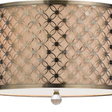 Benzara Drum Shade Pendant Lighting with Lattice Design, Antique Brass BM224835 Brass Metal BM224835