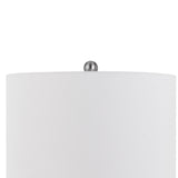 Benzara Dual Tone Metal Pot Bellied Table Lamp with Drum Shade, Set of 2, Silver BM224838 Silver Metal BM224838