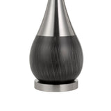 Benzara Dual Tone Metal Pot Bellied Table Lamp with Drum Shade, Set of 2, Silver BM224838 Silver Metal BM224838