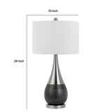 Benzara Dual Tone Metal Pot Bellied Table Lamp with Drum Shade, Set of 2, Silver BM224838 Silver Metal BM224838
