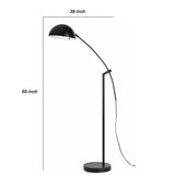 Benzara Arched Metal Floor Lamp with Adjustable Arm and Tubular Stand, Black BM224841 Black Metal BM224841