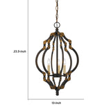 Benzara Quatrefoil Design Metal Frame Pendant Lighting with Rivet Accents, Black BM224842 Black Metal BM224842