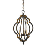 Benzara Quatrefoil Design Metal Frame Pendant Lighting with Rivet Accents, Black BM224842 Black Metal BM224842