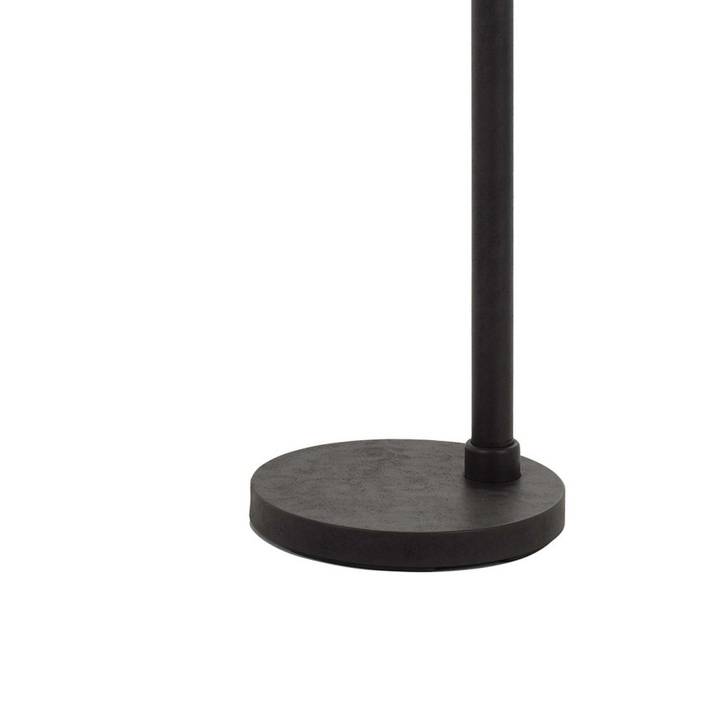 Benzara Tubular Metal Downbridge Floor Lamp with Wooden Accents, Black BM224843 Black Metal BM224843